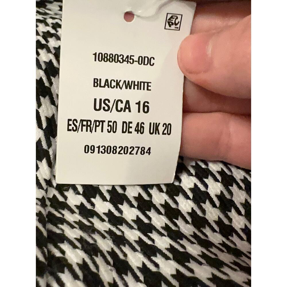 Kasper Women's Black White Houndstooth Mid Rise Straight Leg Pants Size 16 - Picture 5 of 5
